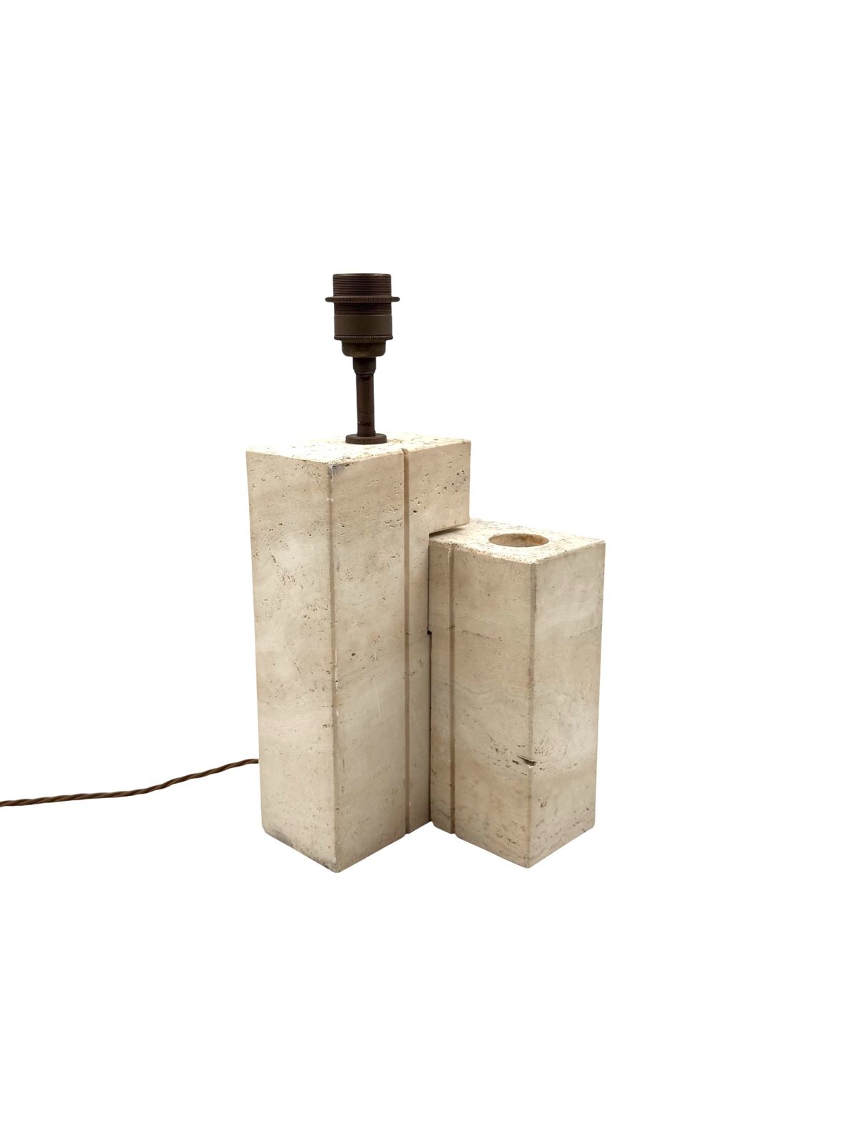 photo buy Mid Century Modern Travertine Sculptural Table Lamp, Giulio Cesari, Nucleo Sormani, Italy 1960s