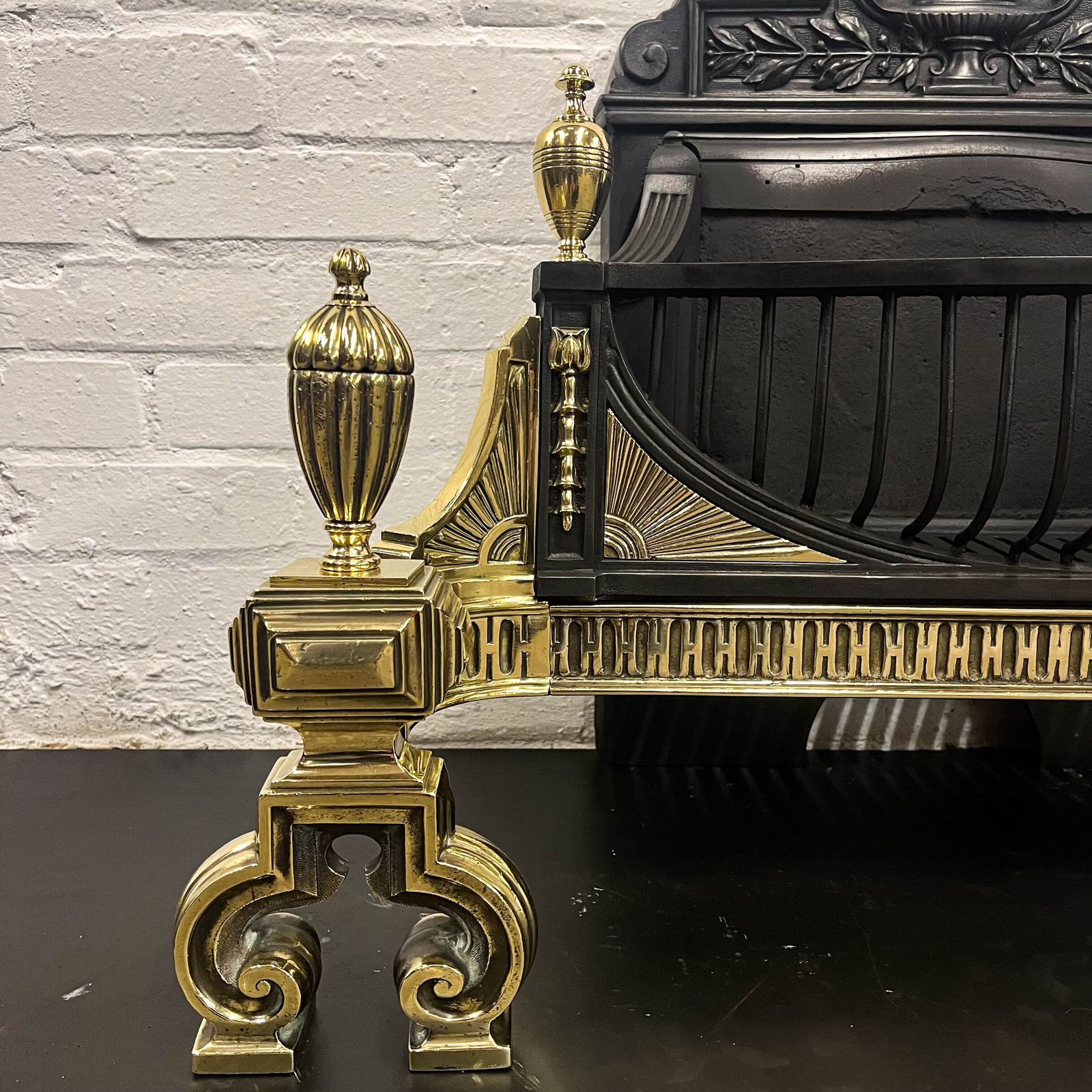 Antique Victorian Cast Iron And Brass Fire Basket photo furniture