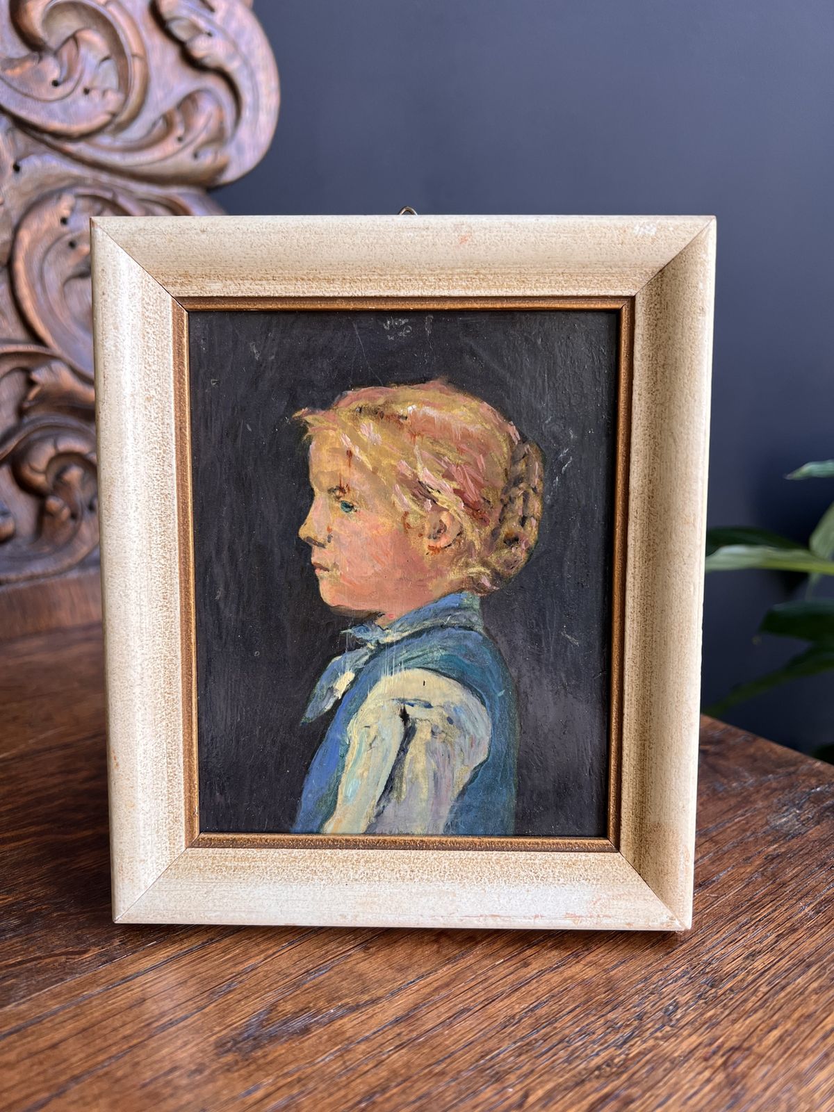 Original 1973 Vintage Miniature Portrait Of A Girl By Friedrich Johann Erismann   Jurer Mädchen, Swiss Art photo vintage