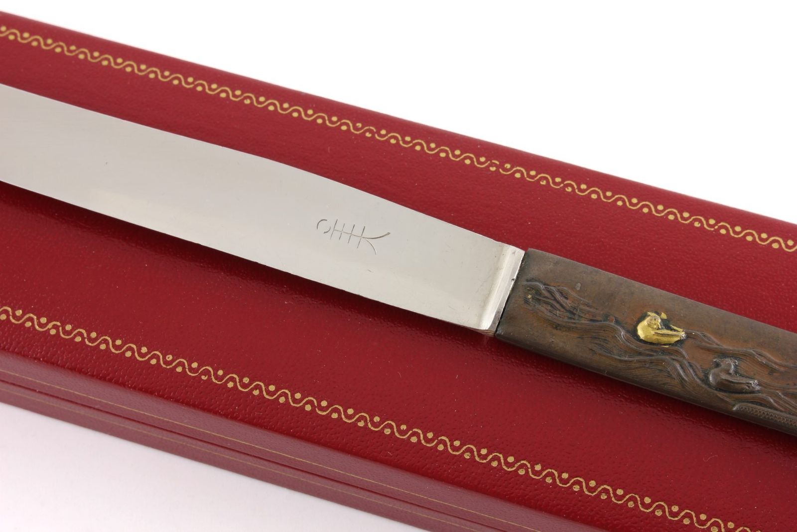 Home Decor Antique Japanese Bronze Kozuka Duck Silver Letter Opener. Meiji C1880. photo