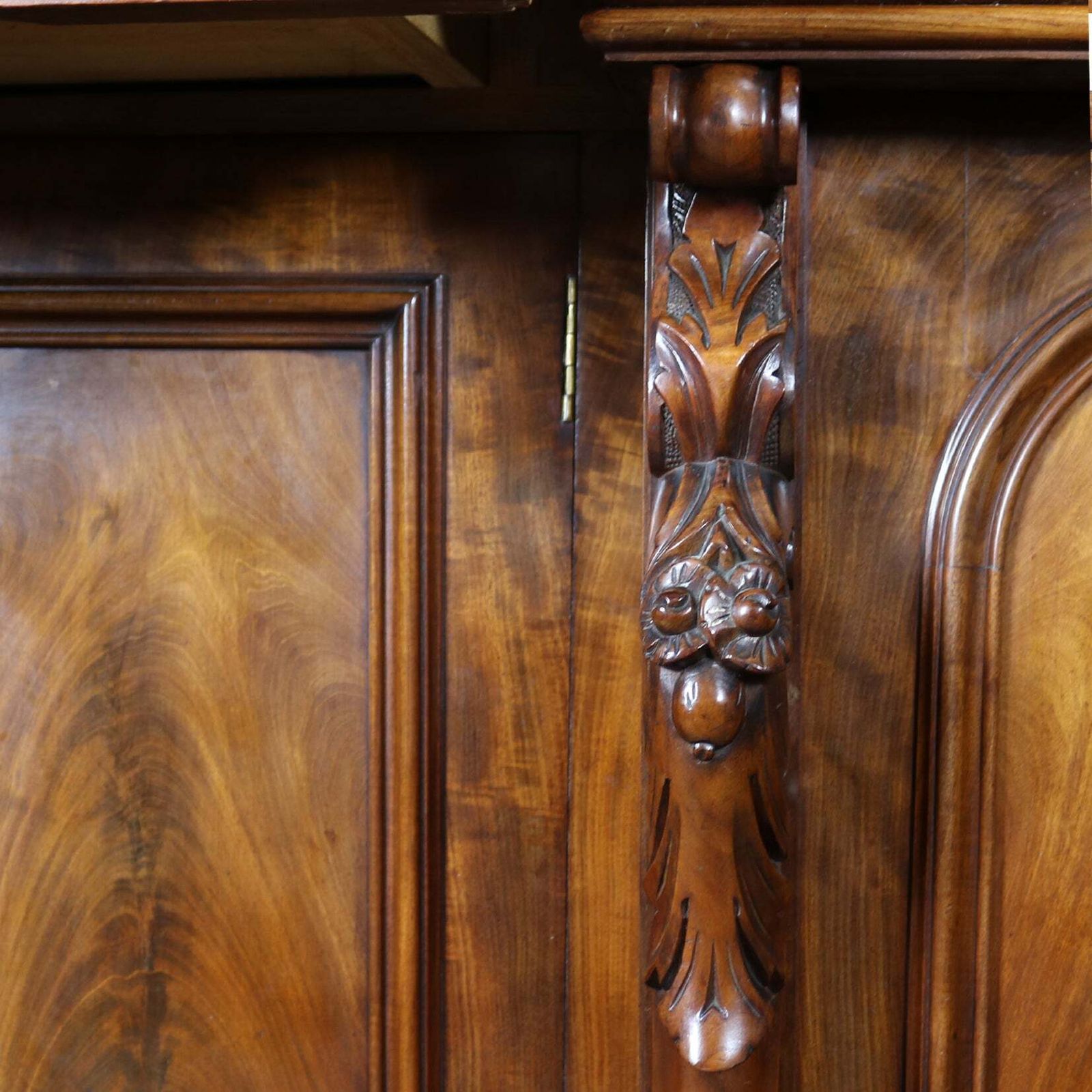 Furniture Antique Ornate Carved Mahogany Sideboard With Mirror And Secret Drawers photo