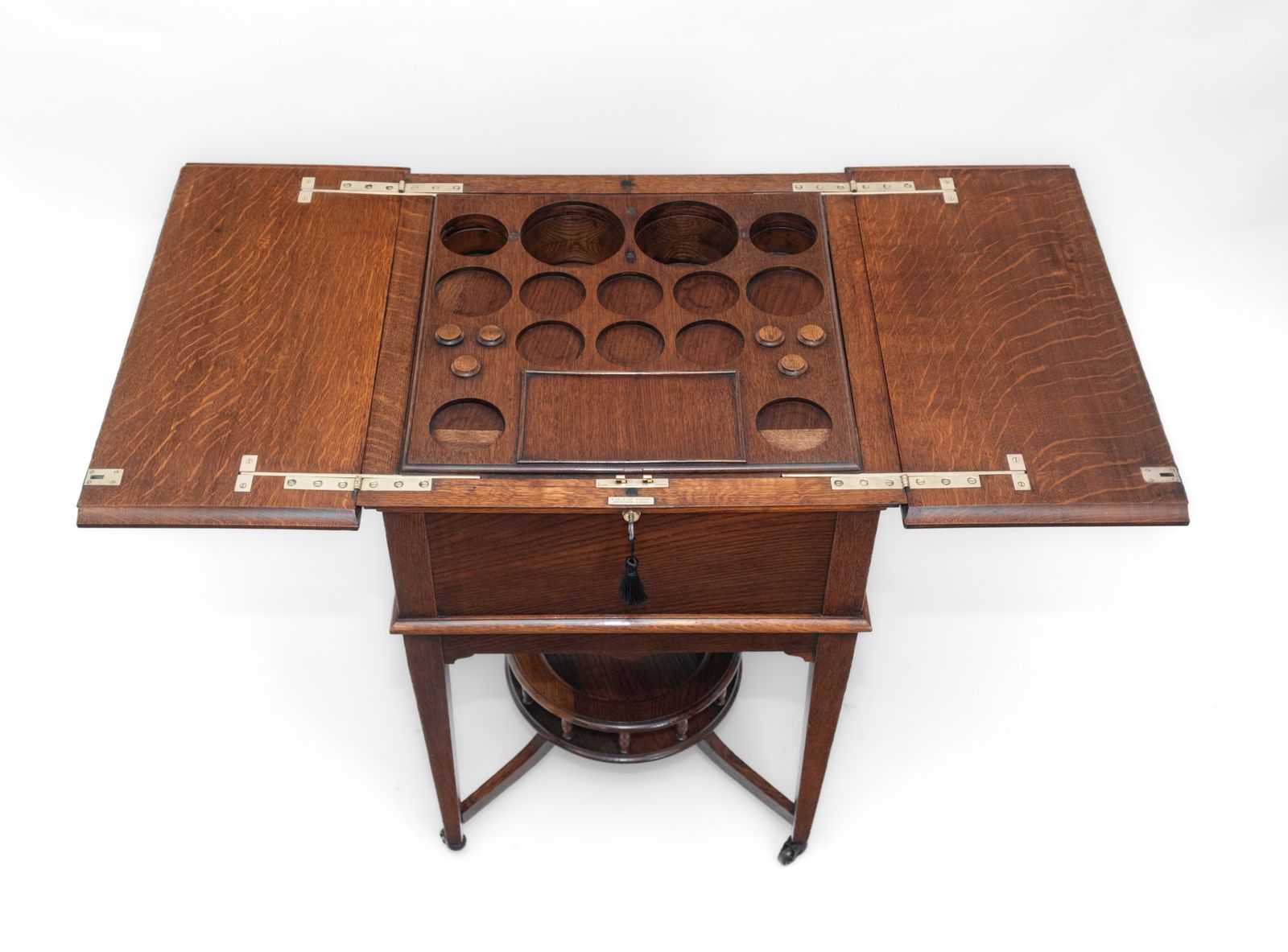 Antique Edwardian Oak Metamorphic Rise & Fall Cocktail Drinks Cabinet Bar photo 1965.0