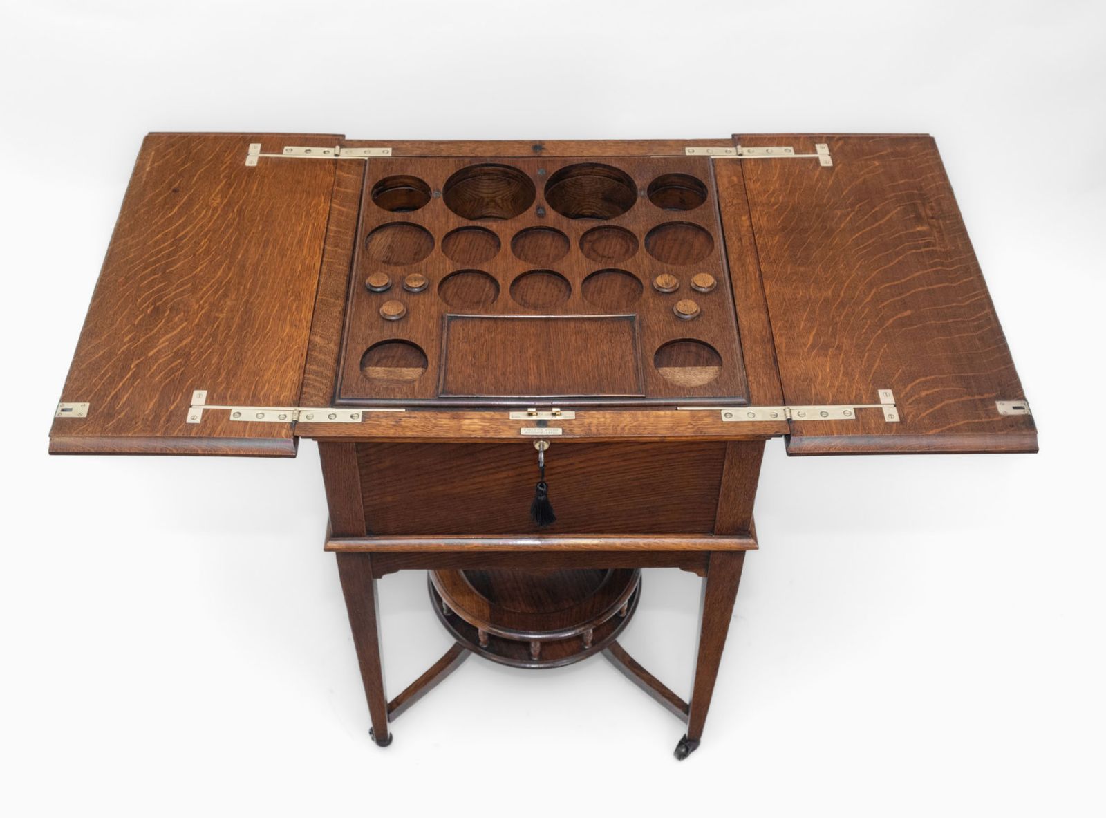 Antique Edwardian Oak Metamorphic Rise & Fall Cocktail Drinks Cabinet Bar photo vintage