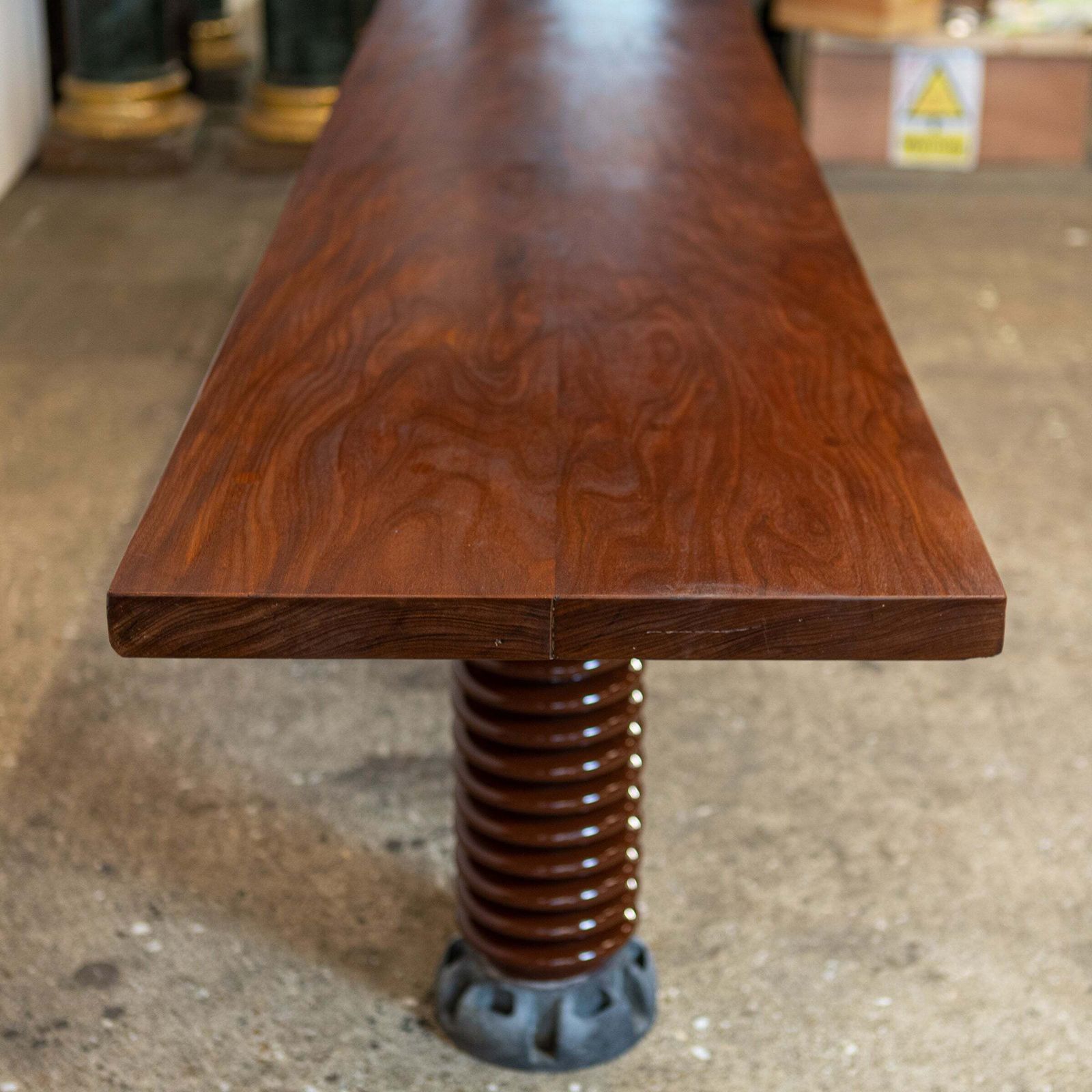 3.5m Long Table With Afrormosia Wood Top & Electrical Insulator Legs photo 1440.0