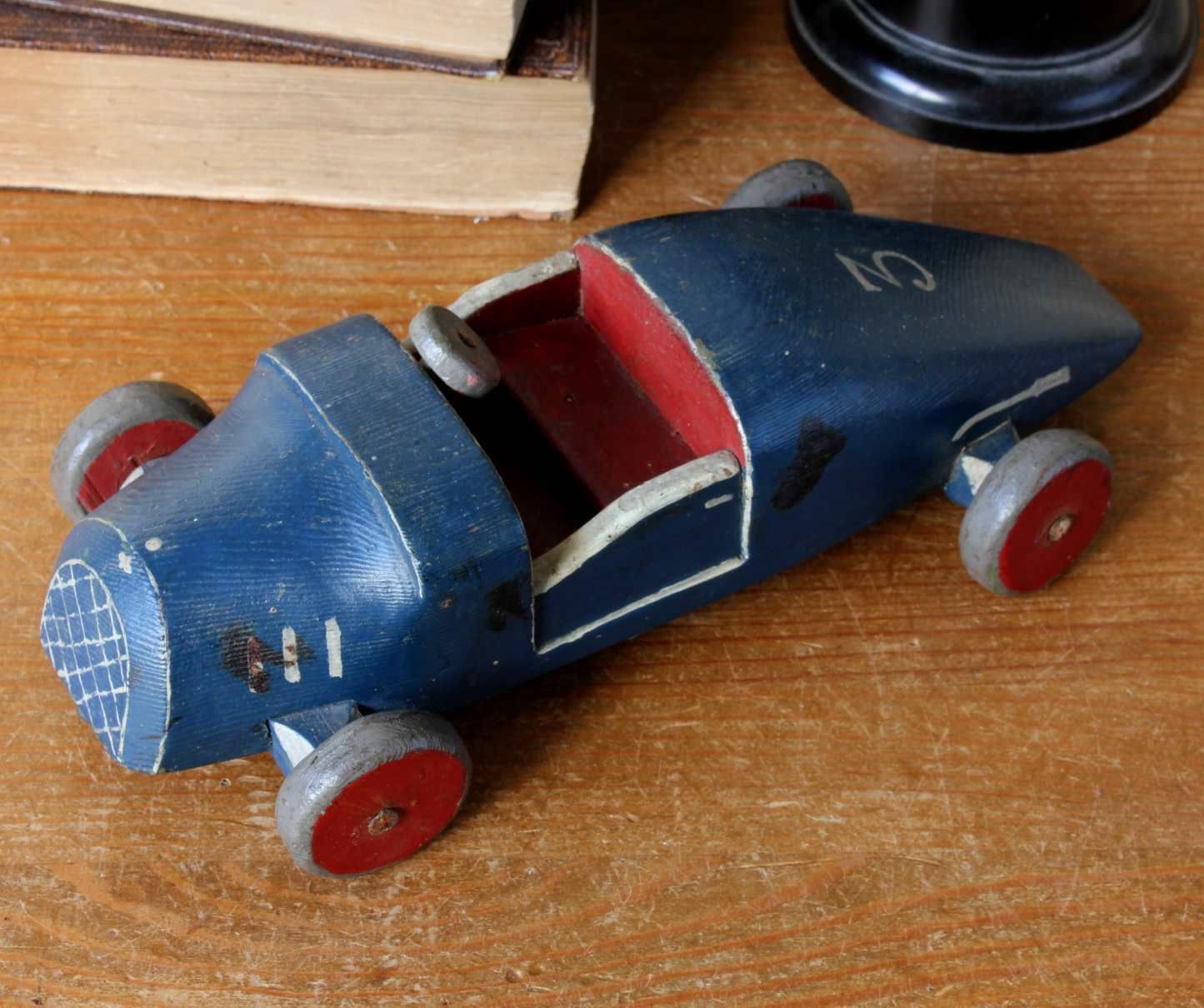 Handmade Wooden Racing Car. Scratch Built Decorative Model Car.