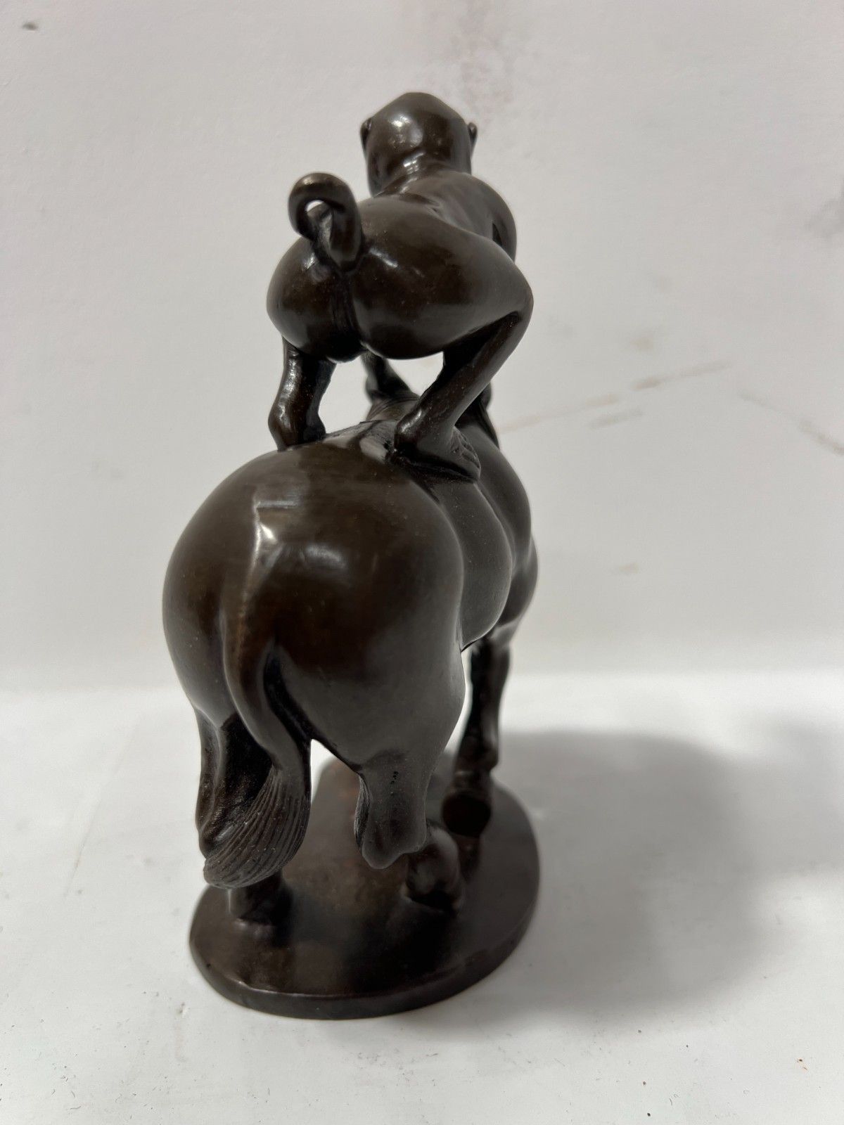 312.0 "The Horse And The Monkey" Bronze Group With Brown Patina 20th Century photo