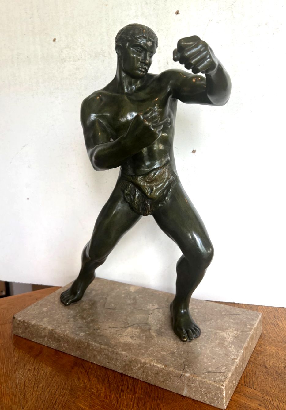 "The Boxer" Bronze Group With Patina Brown Green 20th Century photo 2237.63