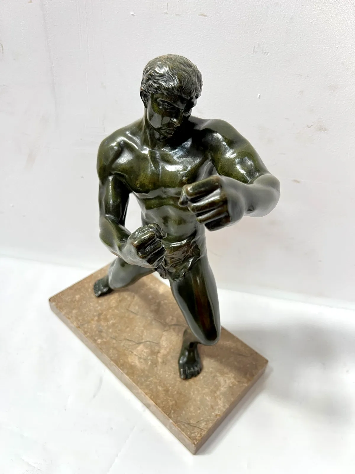 photo furniture "The Boxer" Bronze Group With Patina Brown Green 20th Century