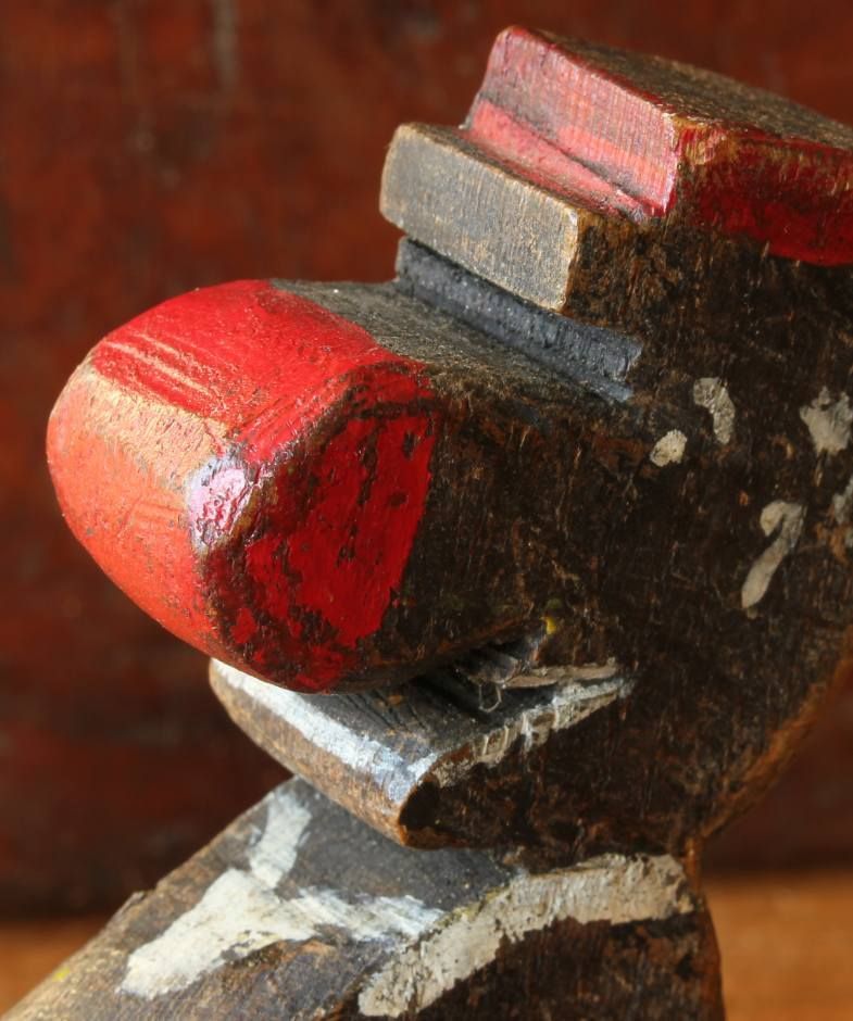 Folk Art Jig Man Figure. Carved Wood Walking Dancing Jiggy Toy Doll. photo for sale