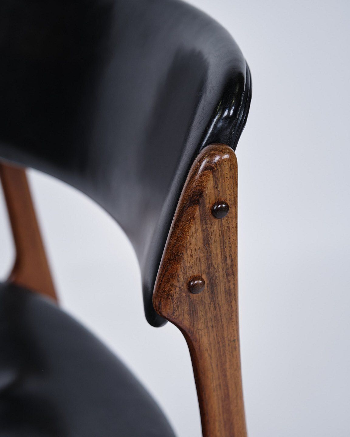 Set Of Six Dining Chairs – Erik Buch – Model Od49 – Rosewood & Black Leather – Od Furniture – 1950s photo vintage