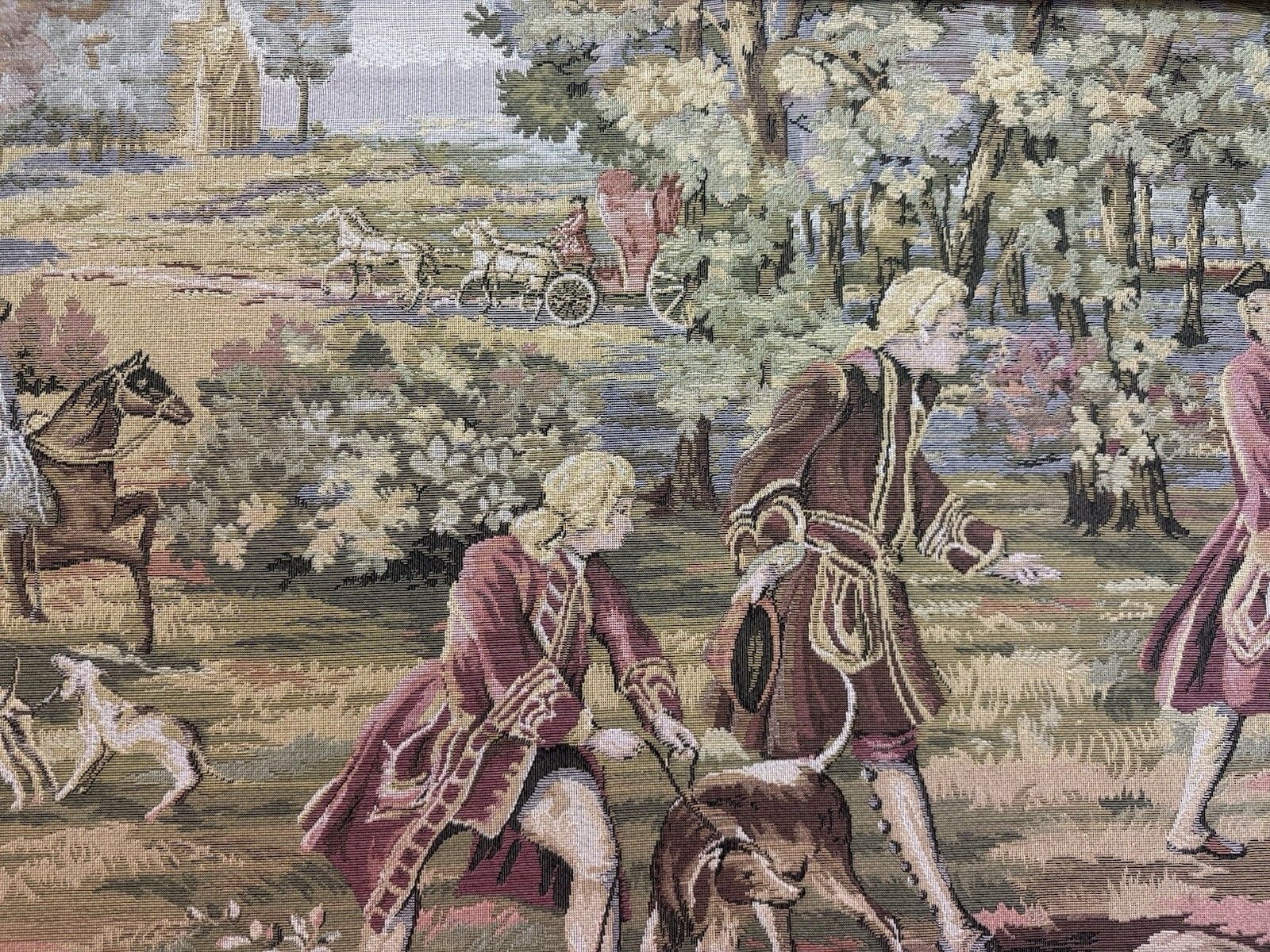 Art Louis XV Style 18th Century Aristocratic Pursuit Of The Hunt Tapestry. Framed photo