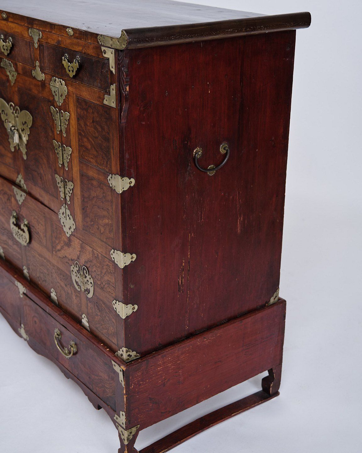 photo furniture Antique Korean Bandaji Chest/Dresser   Wedding Chest   Dark Wood & Brass   Joseon Dynasty   1900s