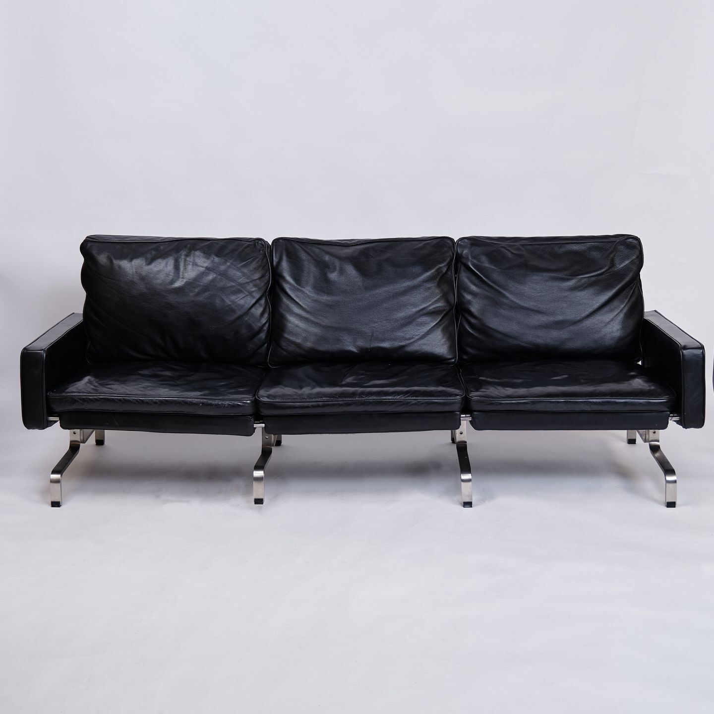 Pk31 Sofa   3 Seater   Black Leather   Poul Kjærholm   E. Kold Christensen   1960s