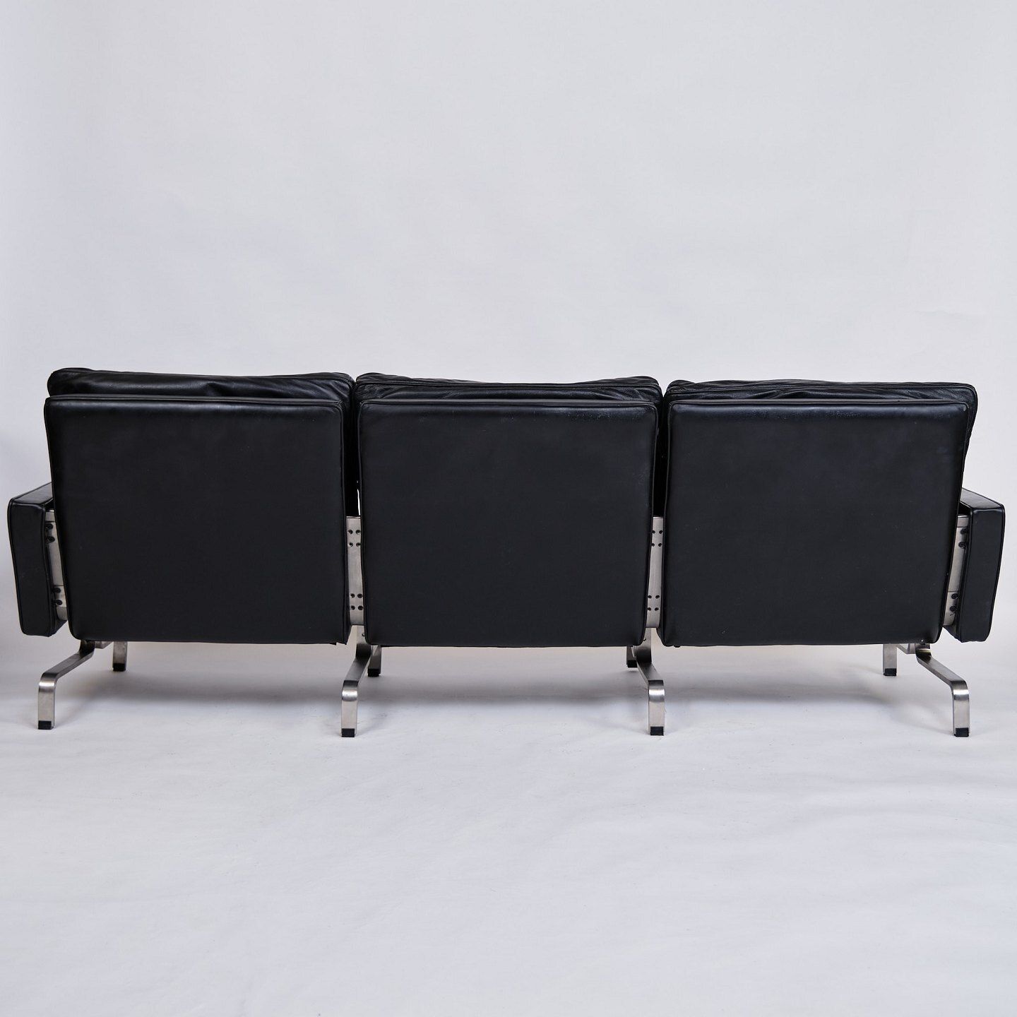 Pk31 Sofa   3 Seater   Black Leather   Poul Kjærholm   E. Kold Christensen   1960s photo 13850.0