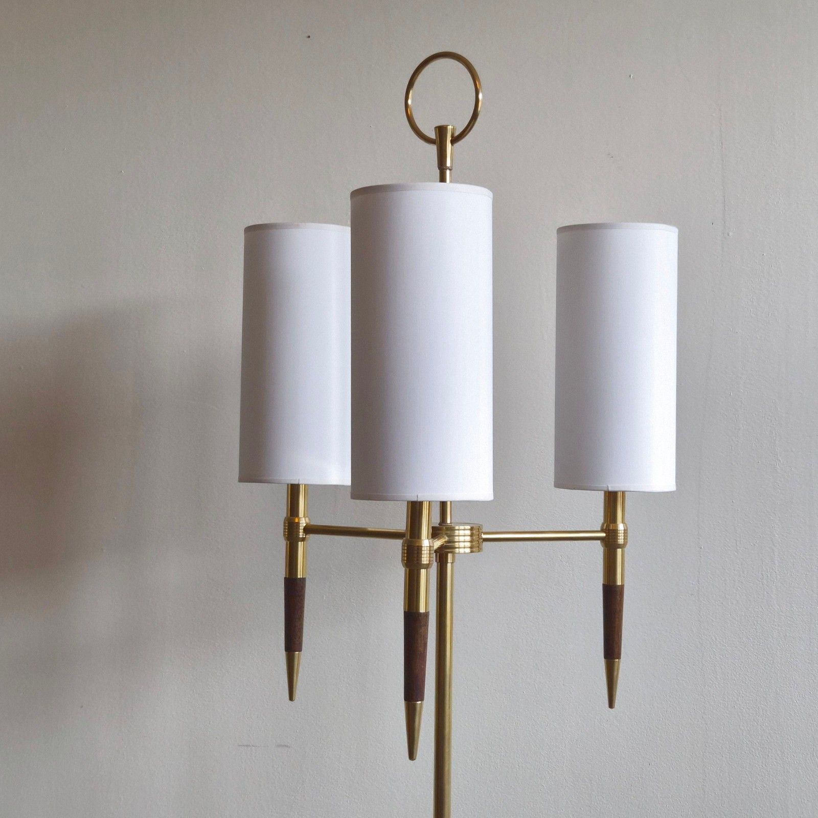 Vintage 1950s House Arlus Brass & Wood Varnish Floor Lamp 50s Retro 1950s photo furniture