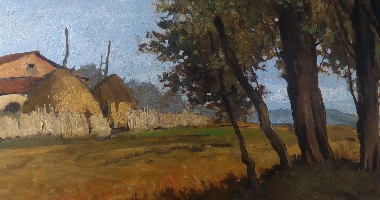 Oil Painting Francesco Maria Pieri, Labronico 60s/70s photo furniture