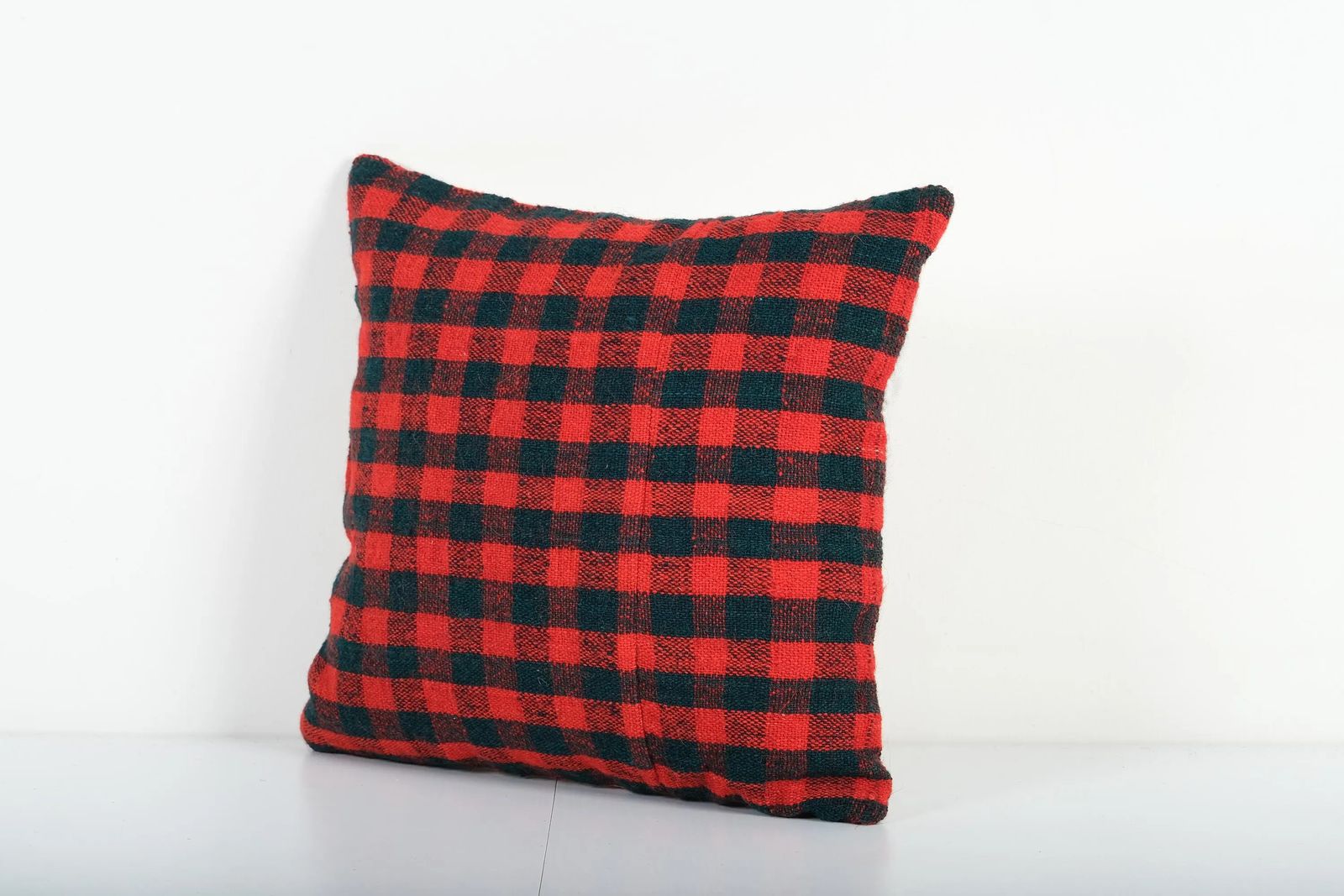 Vintage Red And Black Throw    Handmade Checkered Pillow Cover photo furniture