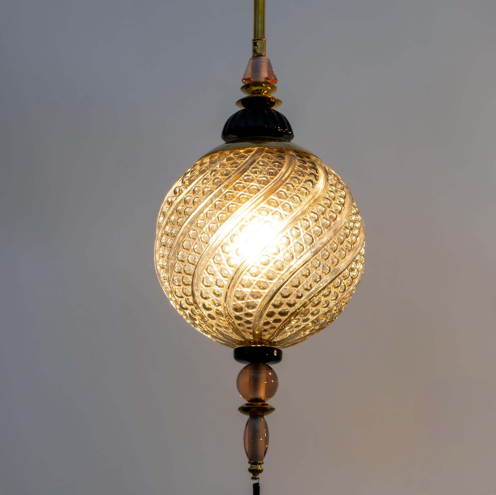 Blown Murano Glass And Brass Pendant Lamp photo 1991.0