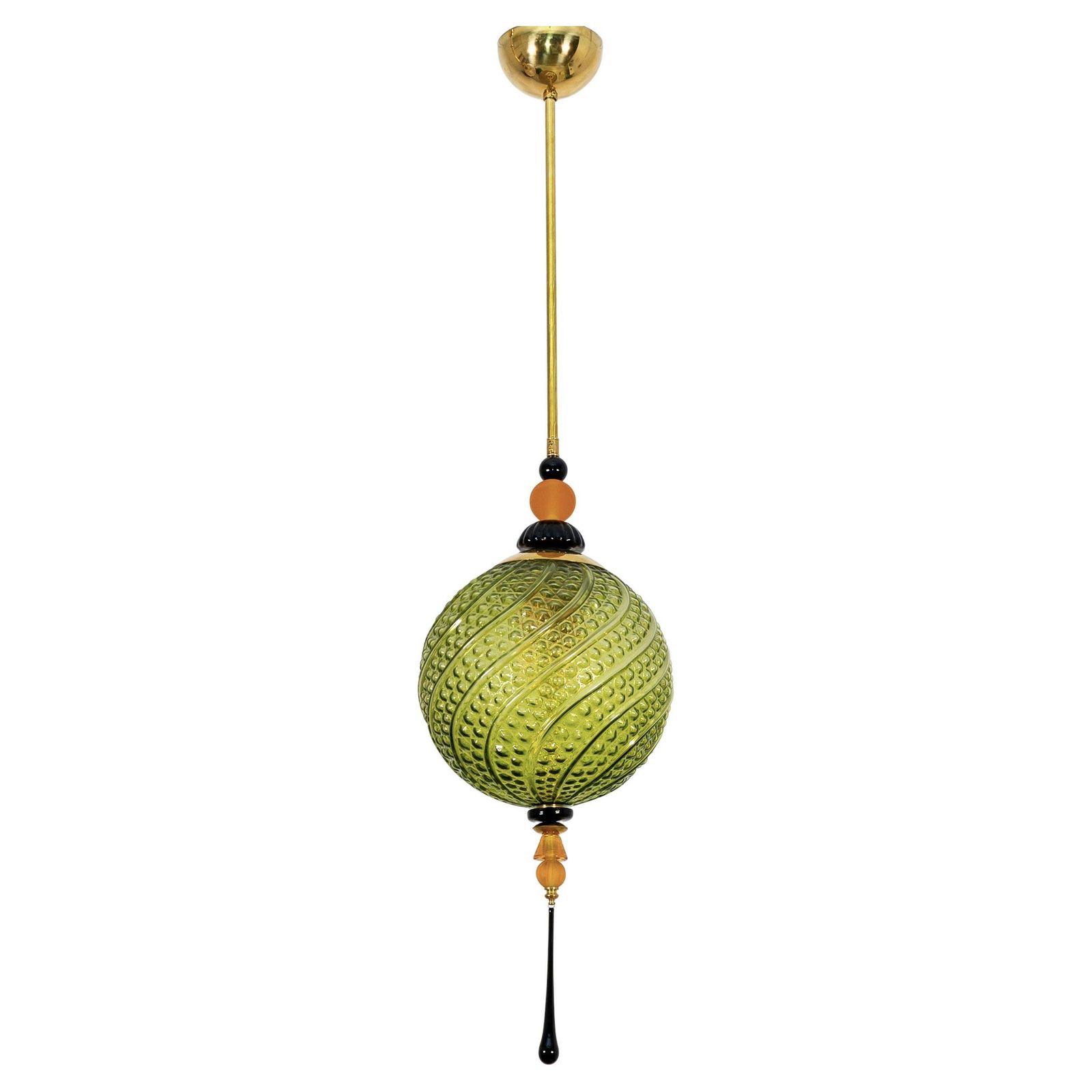 Blown Murano Glass And Brass Pendant Lamp