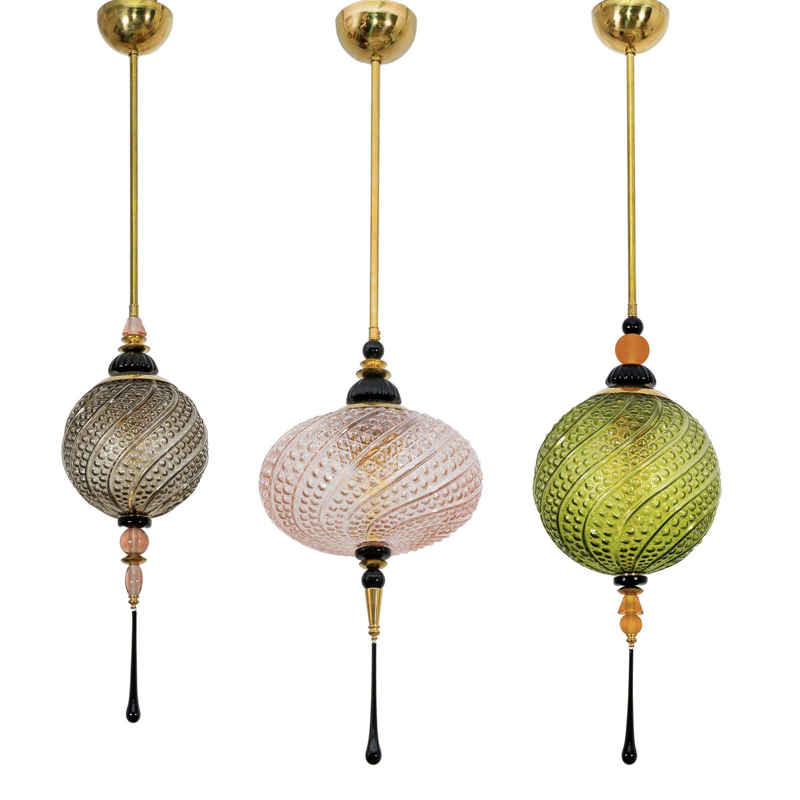 photo furniture Blown Murano Glass And Brass Pendant Lamp