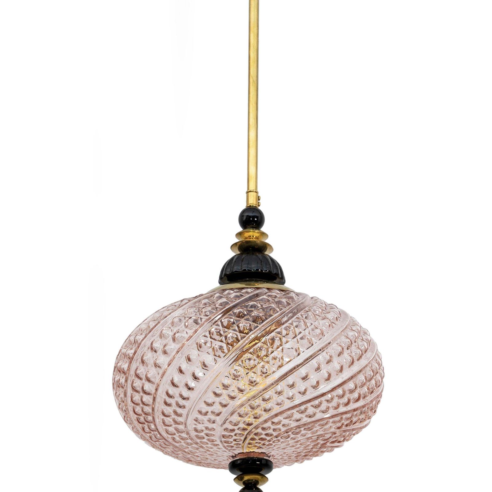 Blown Murano Glass And Brass Pendant Lamp photo for sale