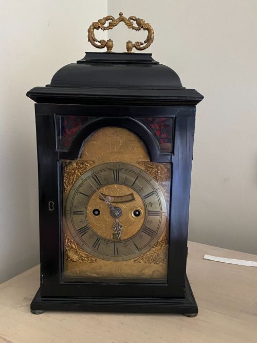 A Very Fine Early 18th C  Richard Rooker Ebonised Double Fusee Bracket Clock And Bracket photo for sale