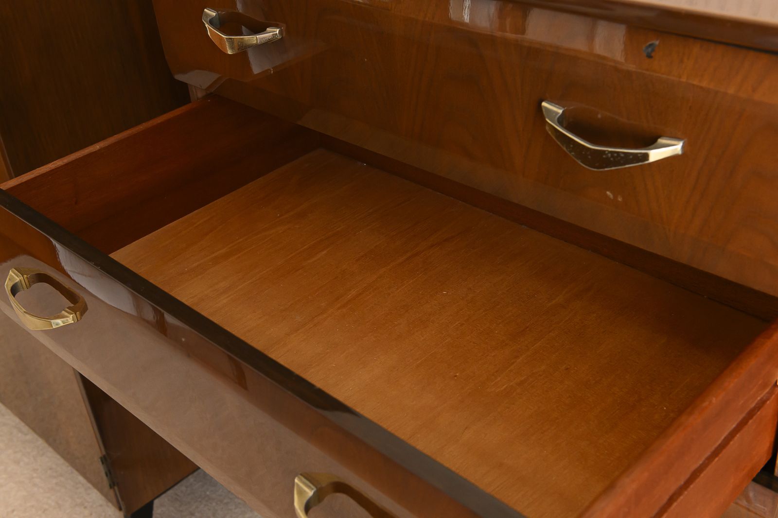 Meredew Walnut Veneer Tallboy Chest Of Drawers photo for sale