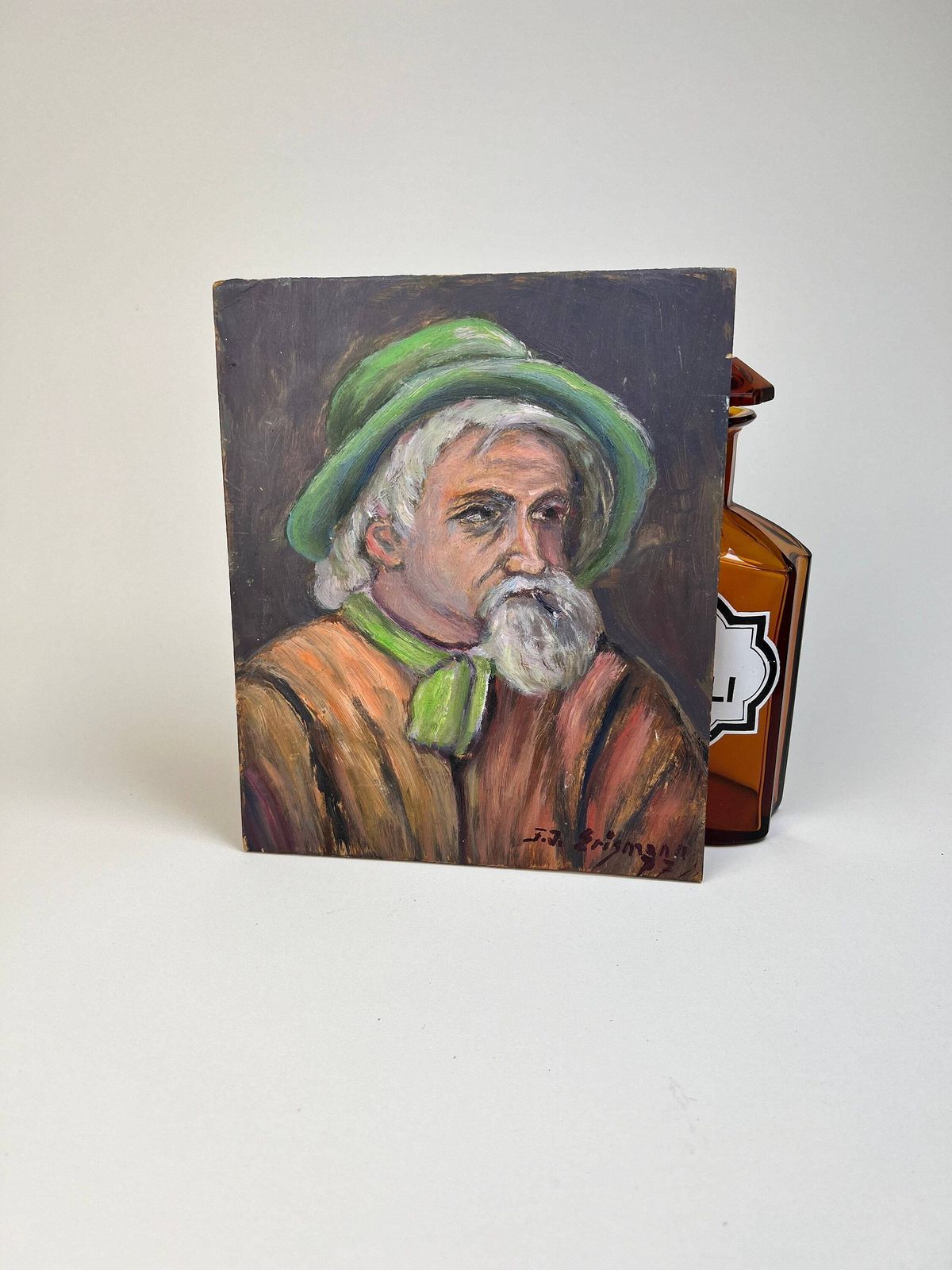 Vintage Portrait Of A Swiss Man, Oil On Board, Male Portrait, Signed And Dated 1977, Fathers Day Gift photo buy