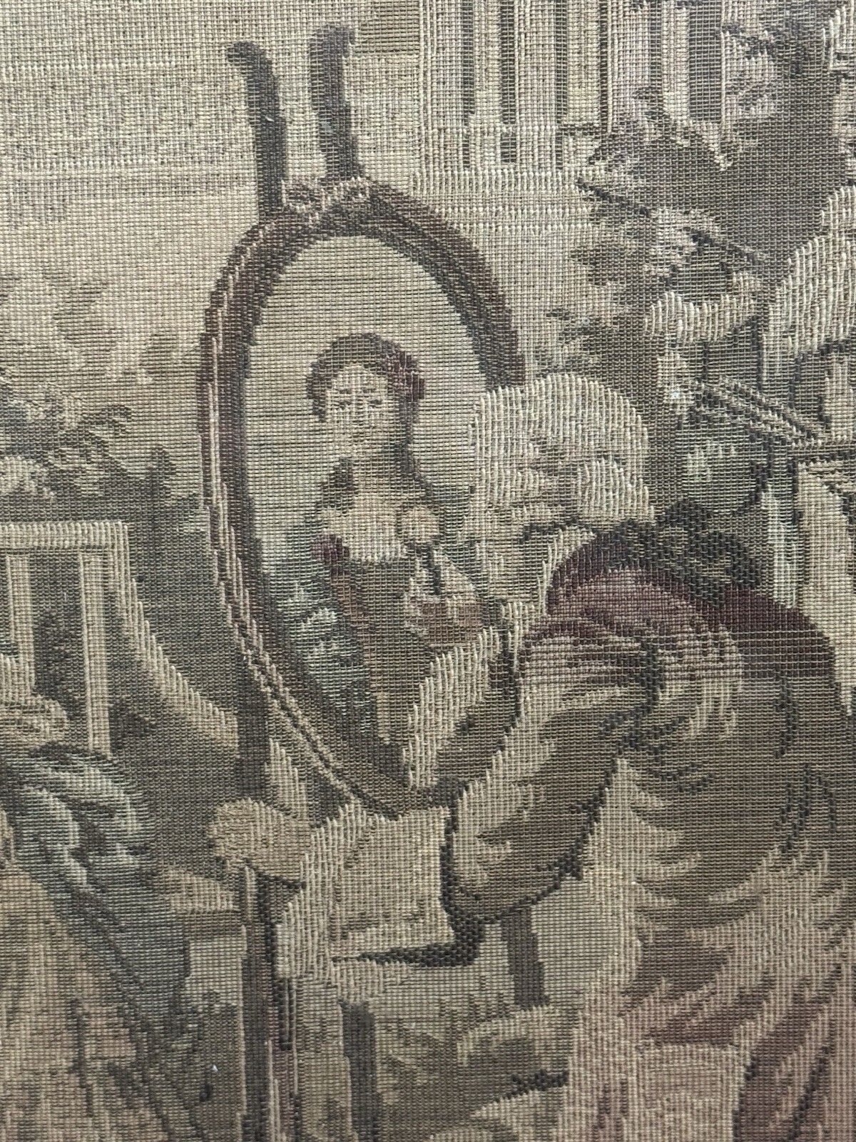 French Silk Tapestry 18c Courtiers In Garden Scene Fire Screen Hardwood Frame photo furniture