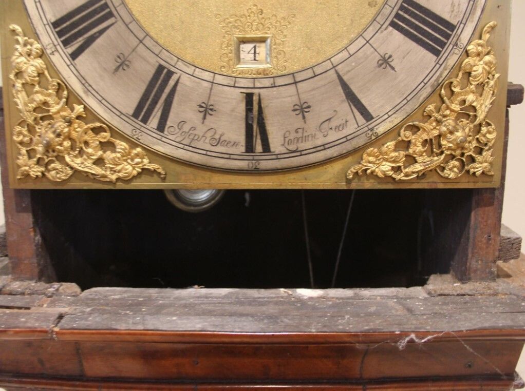 A Very Fine Quality Queen Anne Burr Elm And Walnut Longcase Clock By Joseph Saer Of London photo vintage