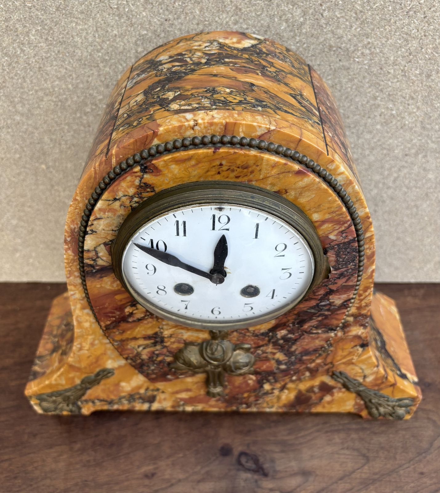 Art Deco Clock With Marble Trim, 1890s, Set Of 3 photo vintage