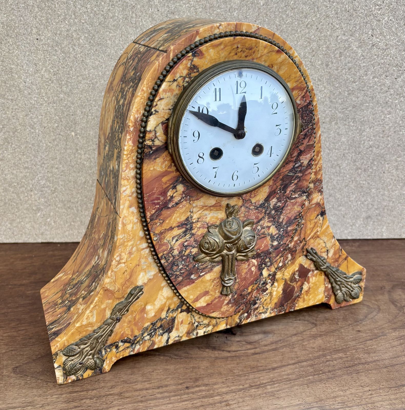 photo for sale Art Deco Clock With Marble Trim, 1890s, Set Of 3