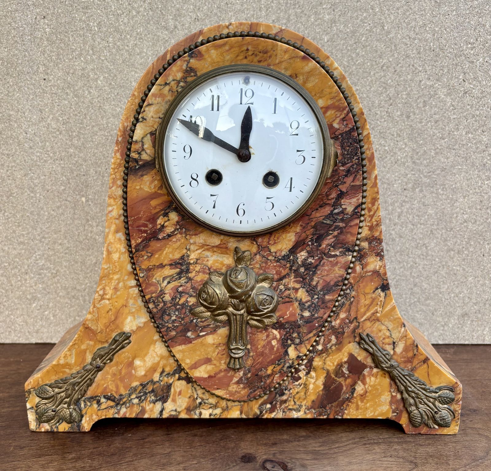 photo buy Art Deco Clock With Marble Trim, 1890s, Set Of 3