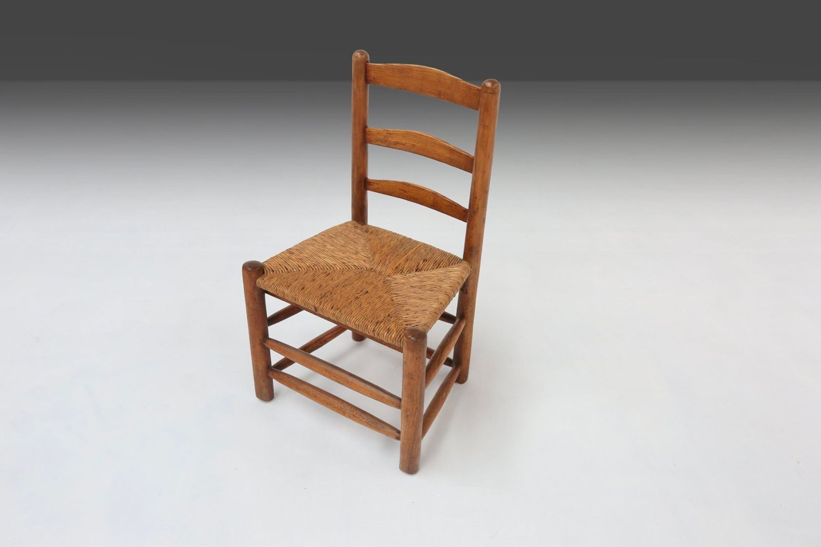 French Wabi Sabi Wood And Wicker Side Chair, 1850s photo Furniture