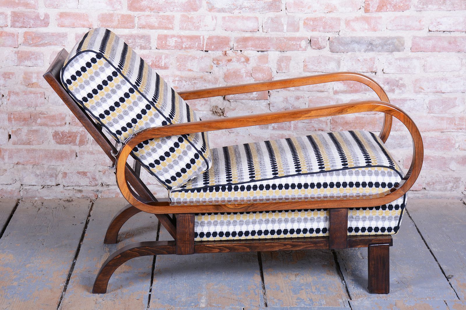 Restored Art Deco Adjustable Armchair, By J. Halabala, Up Závody, Czech. 1920s photo vinterior