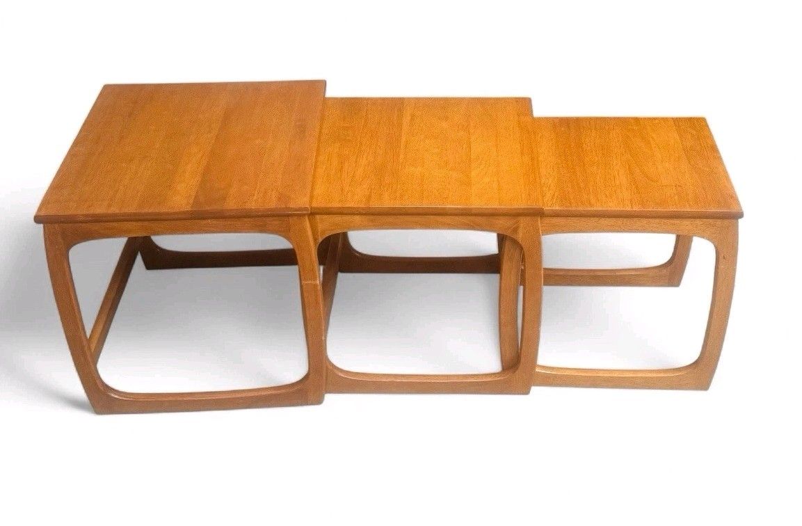 Parker Knoll Teak Nest Of Tables Mid Century Retro Sleigh Legs C1970s photo buy