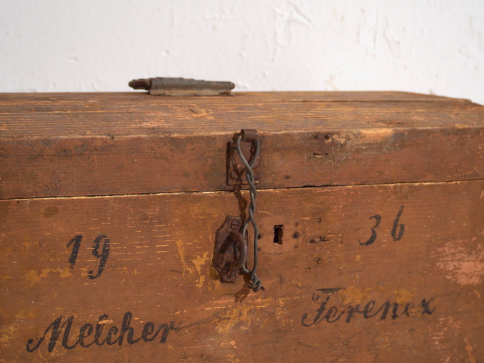 Antique Travel Chest With Original Inscription (Year 1936) #21 photo for sale