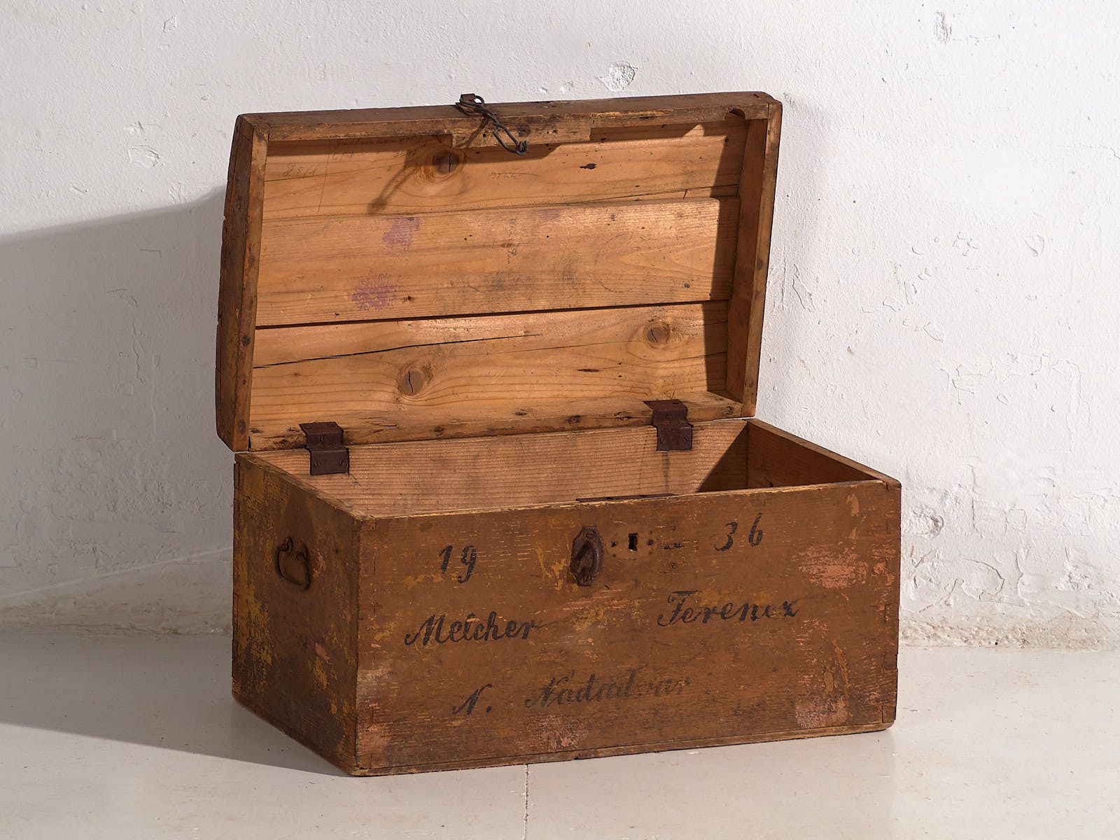 Antique Travel Chest With Original Inscription (Year 1936) #21 photo Furniture