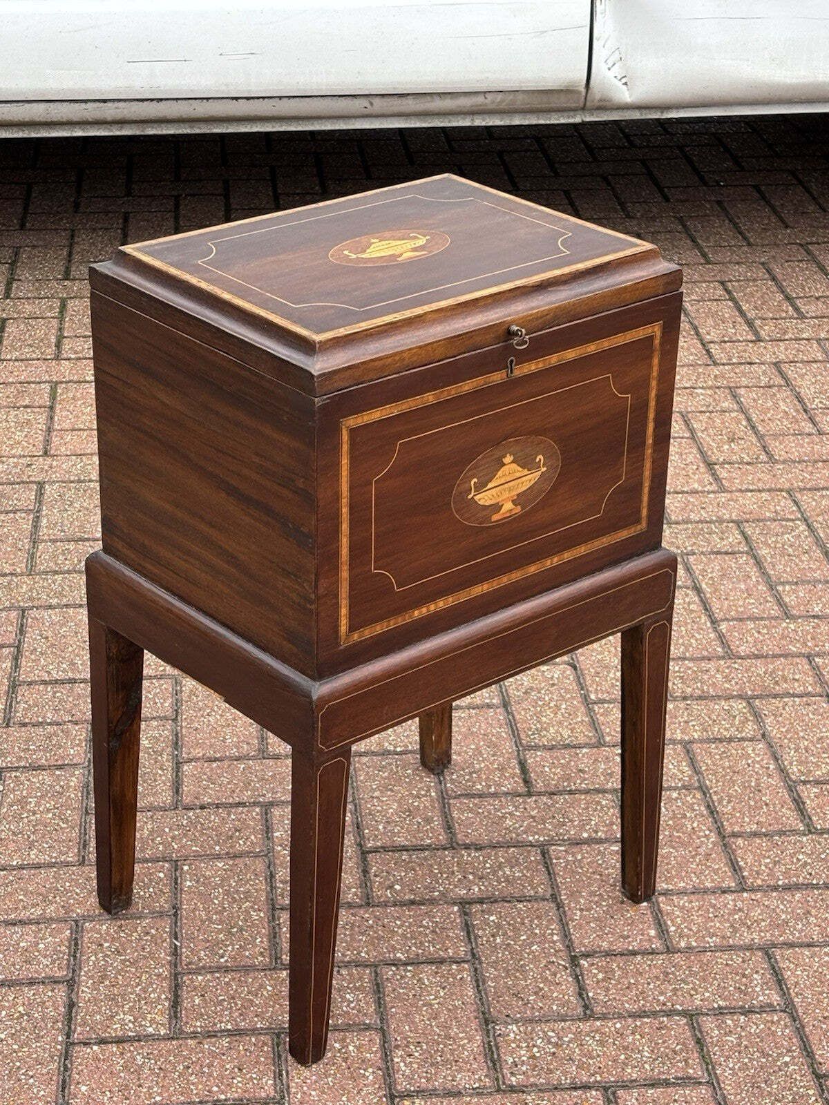 photo for sale Inlaid Mahogany Wine Cellarette, Holds 12 Bottles.