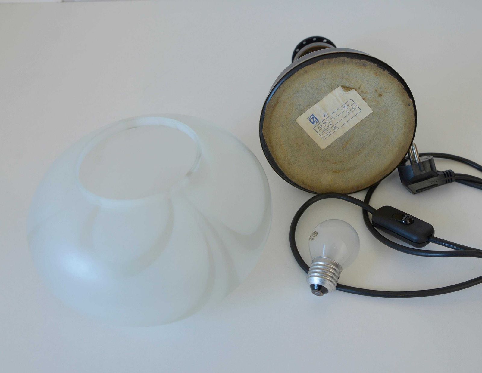 photo furniture Vintage Murano Glass Style Mushroom Desk Lamp: Brass Bedside Lamp, Table Lighting Yugoslavia 1970's