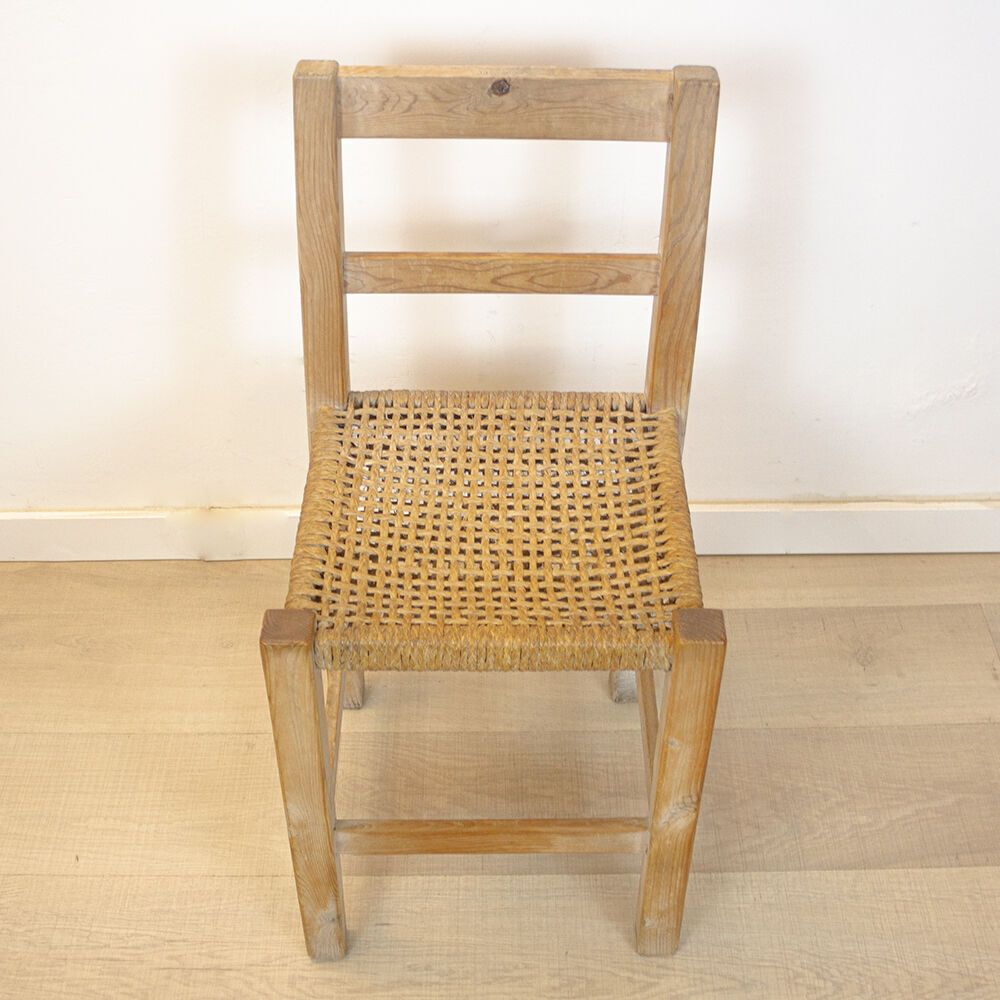 Woven Seat Ibiza Style Chair, Spain, 1970s photo vintage