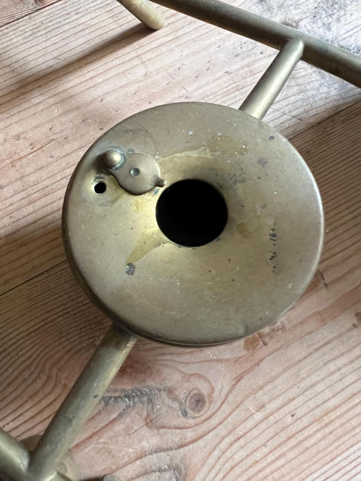 Antique Embossed Brass Tipping Kettle With Original Stand And Spirit Burner. William Soutter Brass Spirit Kettle With Stand. Unpolished. photo vintage
