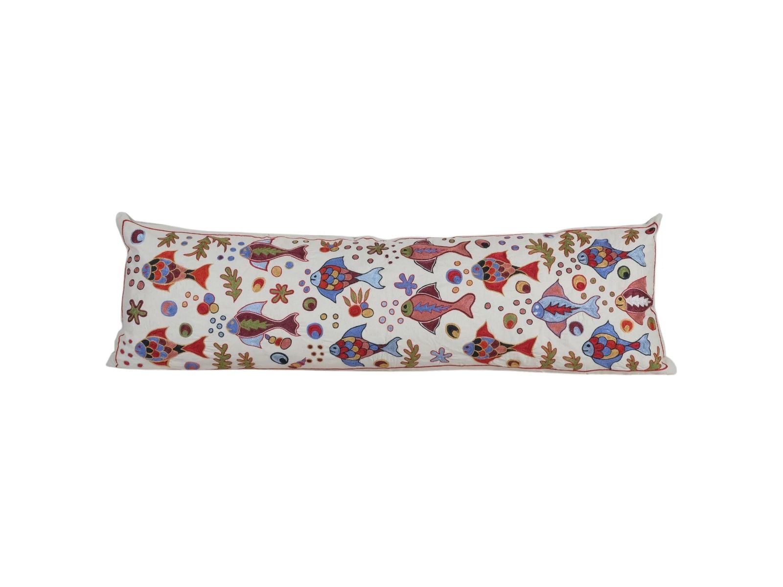 Uzbek Traditional Fish Pastel Suzani Pillow Case, Decorative Bedding Cushion, Old Embroidery Suzani Bedding Pillow Cases