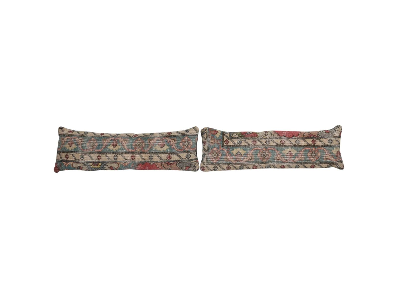 Set Of Two Turkish Rug Bedding Pillow Covers   Dark Blue And Red Ethnic Cushions