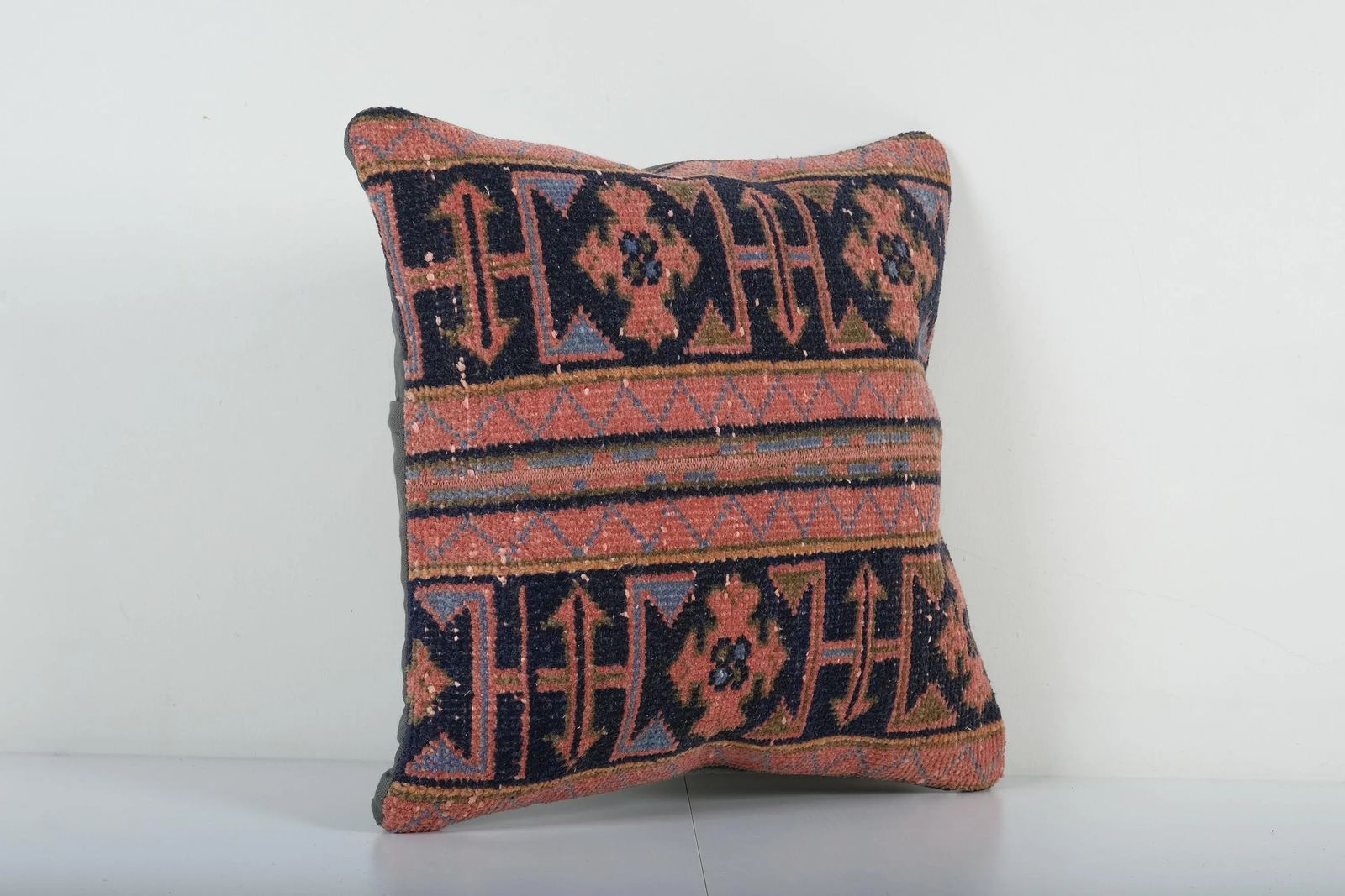Turkish Oushak Rug Pillow Cover, Handmade Carpet Cushion Cover, Faded Ethnic Pillow Cover photo furniture