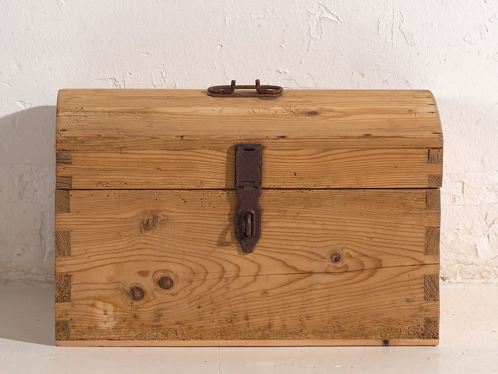 Antique Travel Chest With Wrought Iron Lock (C.1900) #1 photo vinterior