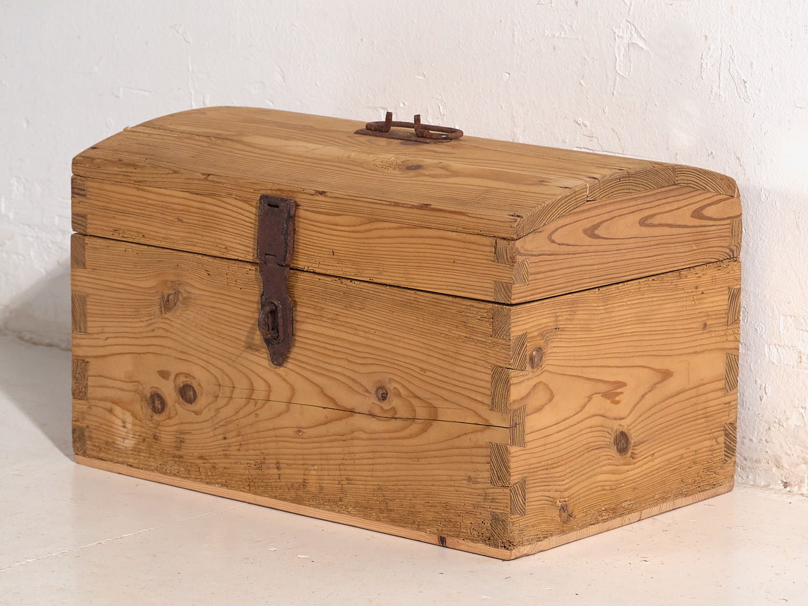 Antique Travel Chest With Wrought Iron Lock (C.1900) #1 photo buy