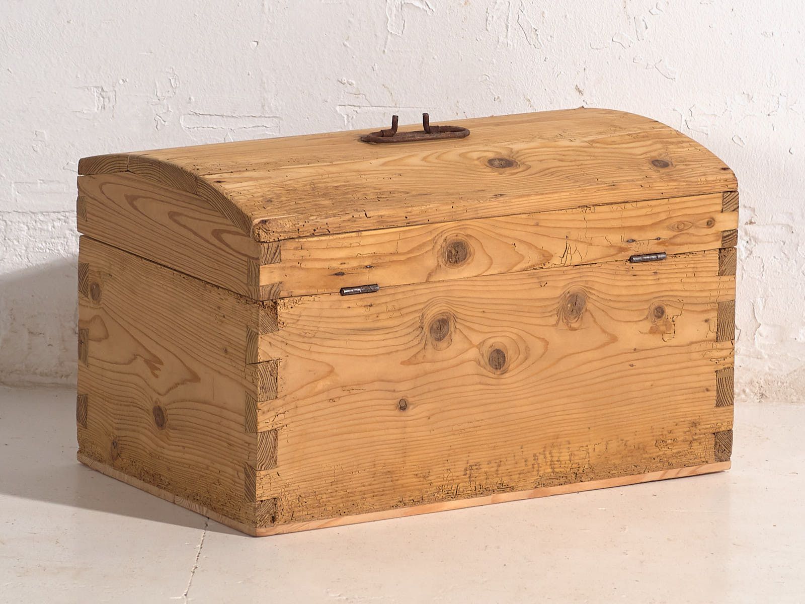 Antique Travel Chest With Wrought Iron Lock (C.1900) #1 photo vintage
