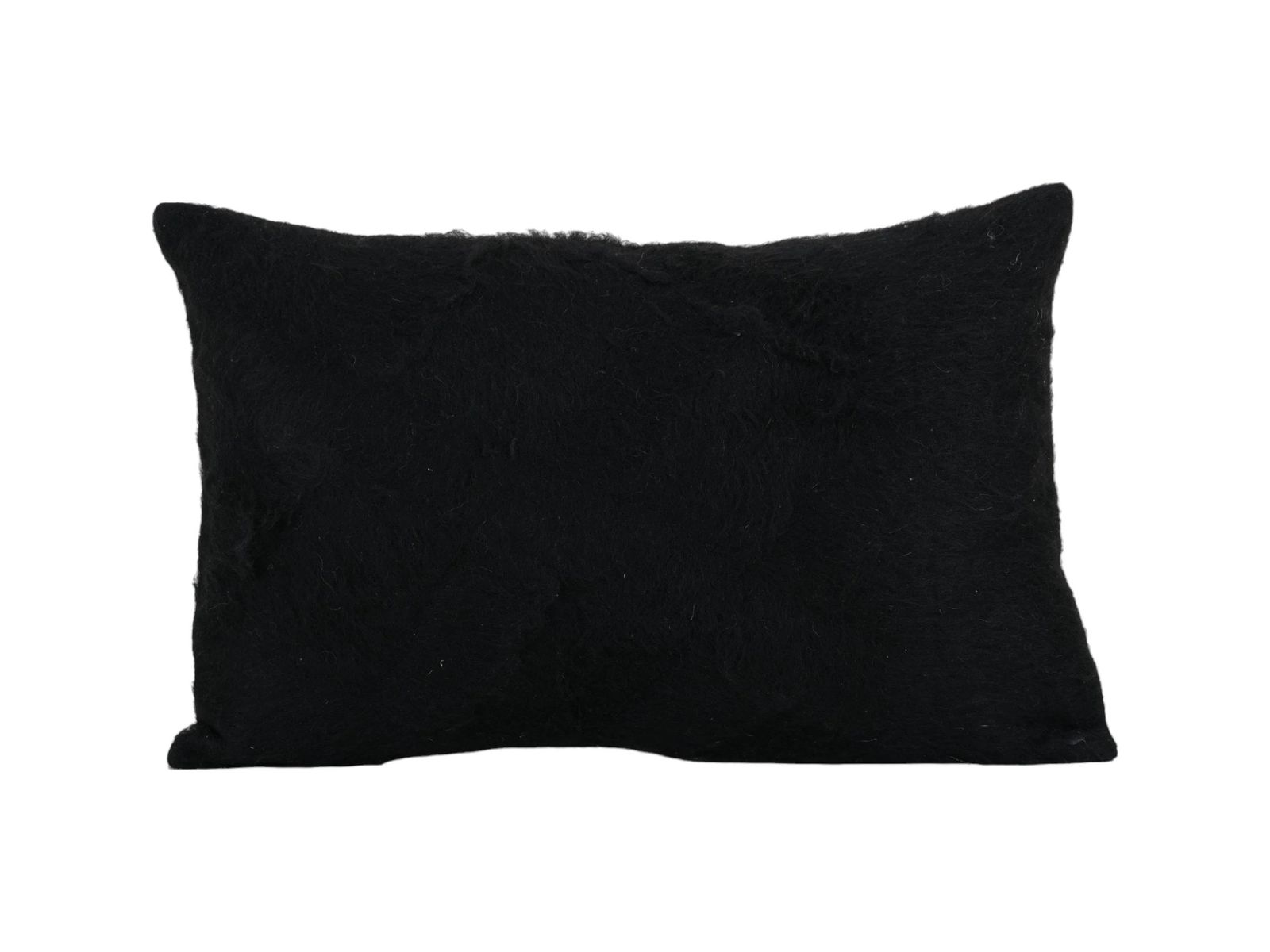 Turkish Siirt Blanket Lumbar Cushion Cover, Wool Kilim Black Pillow Cover