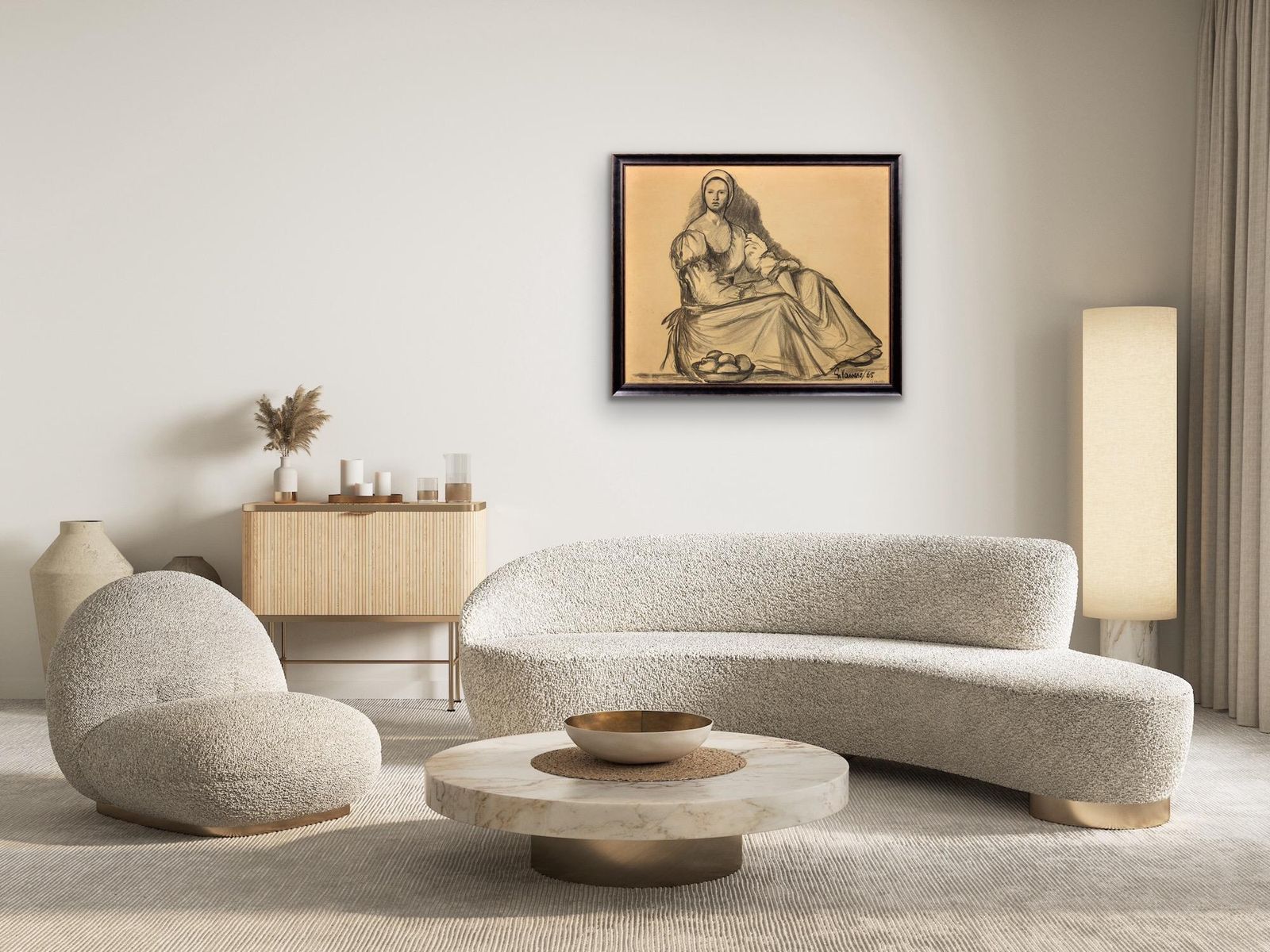 G. Vaccaro. La Contadina. Framed Mid 19th Century Figure Study In A Renaissance Or Baroque Style. Framed. photo vinterior